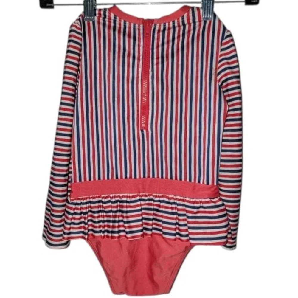 NEW Cat & Jack Long Sleeve One Piece Snap Crotch Toddler Swimsuit Swimming Suit